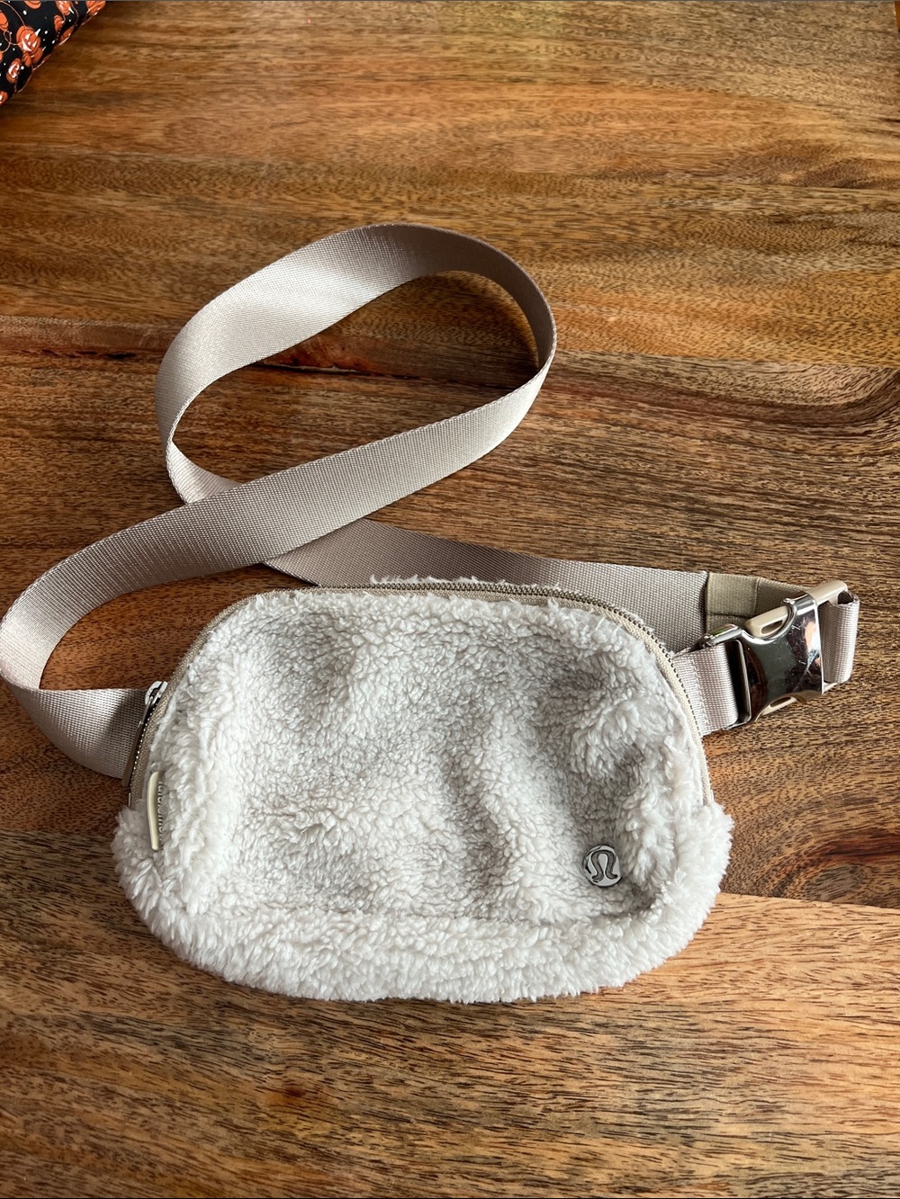 Lululemon Beige Sherpa Crossbody Bag with Adjustable Strap